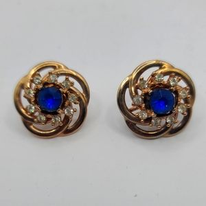 Vintage 1950's Goldtone Rhinestone Screwback Earrings